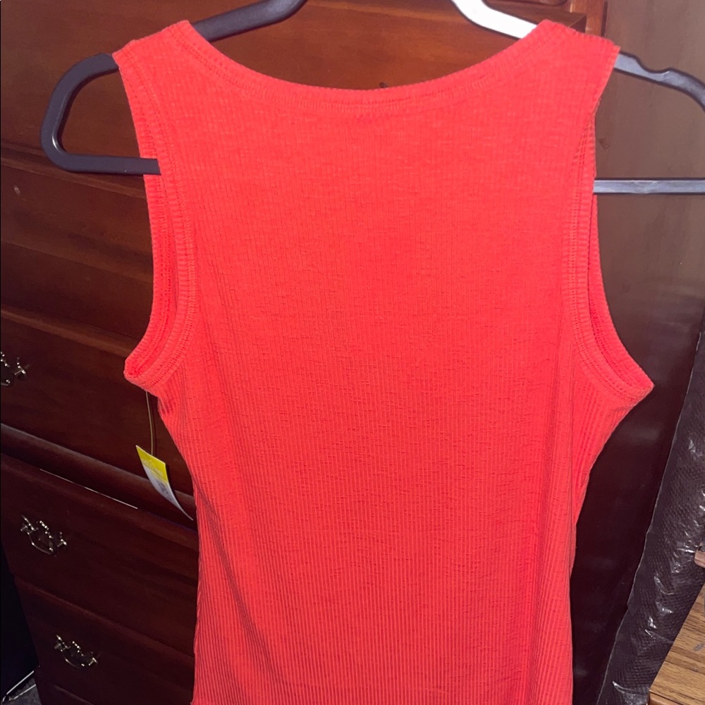 Ladies' Red Ribbed Tank Top - Fit - Picture 4 of 4